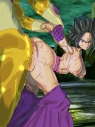 1boy 1girls abs arm_pull artist_request ass ass_waves athletic_female before_and_after big_ass big_breasts black_hair caulifla cum cum_drip cum_in_pussy cum_inside cum_overflow cum_overflowing defeated defeated_heroine doggy_style dragon_ball dragon_ball_super dragon_ball_z ejaculation female female_saiyan frieza golden_frieza large_ass large_breasts male nipples pounding saiyan sex standing standing_doggystyle standing_sex straight_sex vaginal_penetration vaginal_sex