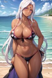 1girls ai_generated beach bikini breasts dark-skinned_female dark_skin female female_focus female_only goddess large_breasts long_hair oh_my_goddess! seductive_look stable_diffusion swimsuit thigh_gap urd voluptuous voluptuous_female wide_hips