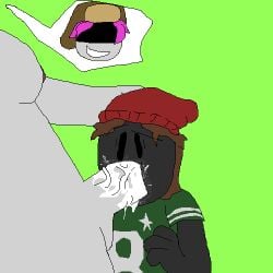 1futa 2d 2d_(artwork) 2d_artwork big_penis blowjob brown_hair cum_in_mouth cum_in_throat dark-skinned_male dickgirl dickgirl/male dickgirl_on_male futanari garbage green_background green_shirt guatejel holding_head image medium_breasts mouth_full mouth_full_of_cock mouth_full_of_cum original_character parody pink_hair pixel pixel_art pixelated questionable_consent red_beanie roblox robloxian russian_hat shadow_on_eyes smile smiling_at_partner smiling_at_viewer surprised tiny_balls veiny_penis video_games white-skinned_futanari