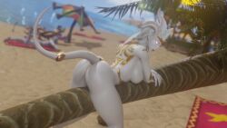 1girls 3d beach big_ass big_breasts blizzard_entertainment draenei female lightforged_draenei lurri morilymory original_character pussy solo warcraft world_of_warcraft