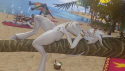 1girls 3d beach big_ass blizzard_entertainment breasts draenei lightforged_draenei lurri morilymory original_character solo warcraft world_of_warcraft