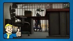 3d animated bethesda_softworks blowjob caged fallout female handjob human implied_blowjob implied_handjob jumpsuit male no_sound nora_(fallout_4) pale_skin prison tagme touching_penis vault_boy vault_dweller vault_suit video