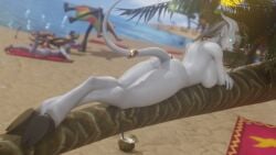 1girls 3d beach big_ass big_breasts blizzard_entertainment draenei elly_(draenei) morilymory original_character solo warcraft world_of_warcraft