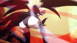 1girls animated ass black_hair classroom_for_heroes clothing demon_girl demon_wings horns large_ass loop monster_girl panties screencap screenshot tagme thick_thighs thighhighs thighs upskirt video wings