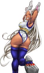 1girls ass big_ass big_breasts big_butt boku_no_hero_academia bunny_ears bunny_tail dark-skinned_female dark_skin female female_only kaw3r long_hair looking_at_viewer miruko my_hero_academia rabbit rabbit_ears rabbit_tail red_eyes solo solo_female solo_focus thick_thighs thighhighs thighs usagiyama_rumi white_hair wide_hips