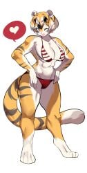 1girls amber_eyes anthro arknights big_breasts breasts female mx99926 solo solo_female thick_thighs tiger tiger_girl waai_fu_(arknights) wide_hips