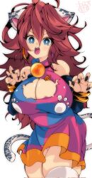 1girls android android_21 android_21_(human) arc_system_works bandai_namco big_breasts black_nail_polish black_nails blue_eyes boob_window bracelets brown_hair cat_ears cat_paws cat_tail catgirl clothed dragon_ball dragon_ball_(object) dragon_ball_fighterz earrings elbow_gloves exposed_shoulders fanart female gold_jewelry hair_between_eyes long_hair messy_hair neko omochi_db pose turtleneck voluptuous voluptuous_female vomi_(dragon_ball)