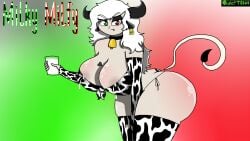 bedroom_eyes big_ass cow_horns cowkini exposed_nipples female lactating milf milk skylertoons sws_(skylertoons) thick_thighs