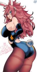 1girl 1girls 2023 2d 2d_(artwork) android android_21 android_21_(good) android_21_(human) android_girl arc_system_works artist_signature ass bandai_namco big_ass big_breasts big_butt blue_eyes bracelets breasts brown_hair bunny_ears bunny_girl bunny_tail bunnysuit butt curvy dragon_ball dragon_ball_fighterz earrings elbow_gloves fanart female glasses gold_jewelry light-skinned_female light_skin long_hair looking_at_viewer messy_hair omochi_db smile smiling_at_viewer thighs voluptuous voluptuous_female vomi_(dragon_ball)