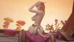 1girls 3d big_ass big_breasts blizzard_entertainment draenei elly_(draenei) morilymory original_character solo stockings warcraft world_of_warcraft