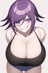 ai_generated cleavage danganronpa danganronpa_v3 evil_grin genderswap_(mtf) huge_breasts kkarox kokichi_ouma nai_diffusion ouma_kokichi purple_eyes purple_hair rule_63 skirt stable_diffusion tank_top