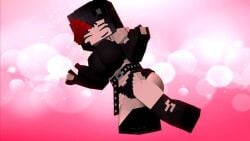 1girls belt dyed_hair ellie_walls_(odysseyellie) goth mine-imator minecraft no_pants odysseyellie thong