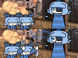 2d baws_(artist) bunny_boy bunny_ears bunny_outfit comic femboy mini_sentry robot robot_boy sentry_(team_fortress_2) sentry_boy sentry_turret sfw size_difference team_fortress_2 teleporter teleporter_twins_(team_fortress_2) tf2 twins valve valve_(company) video_games