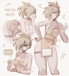 apron ass bakuatsukiyu breasts hemp_milk_(bakuatsukiyu) milk_girls nude