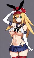 1girls ai_generated aoi_umik armpits mega_man mega_man_legends mega_man_x_dive roll_caskett stable_diffusion tagme