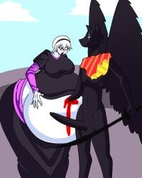 angry angry_expression angry_face bec_noir belly_gore big_ass big_belly big_butt big_penis blood chaoticbabylon disproportional exposed_belly gore homestuck hyper_belly impalement pain pregnant rose_lalonde