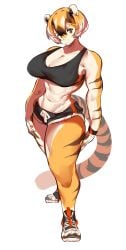 1girls abs anthro big_breasts bracelet breasts dolphin_shorts female looking_at_viewer looking_down mei_xiang muscular muscular_anthro muscular_female muscular_thighs mx99926 oc original short_hair short_shorts sneakers sole_female solo solo_female solo_focus tail thick_thighs tiger tiger_ears tiger_girl tiger_print tiger_stripes tiger_tail wide_hips