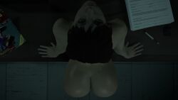 3d big_ass big_butt brown_hair looking_at_viewer looking_up naked nude office rebecca_chambers resident_evil resident_evil_0 short_hair solo standing staring_at_viewer