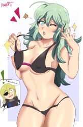 1boy 1girls 2022 absurd_res alternate_costume areolae bikini black_bikini black_swimsuit blonde_hair breasts byleth_(fire_emblem) byleth_(fire_emblem)_(female) covered_nipples dimitri_alexandre_blaiddyd eyepatch female female_focus fire_emblem fire_emblem:_three_houses green_eyes green_hair karbuitt long_hair looking_at_viewer male medium_breasts nintendo nipples one_nipple_out swimsuit too_hot wink winking_at_viewer