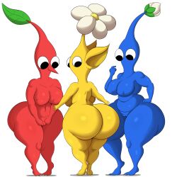 3girls absurd_res alien ass barefoot big_butt black_eyes blue_body blue_pikmin breasts coffee_demon completely_nude completely_nude_female elemental_creature female female_only flora_fauna full_body genitals group hi_res huge_butt humanoid multiple_girls naked naked_female nintendo not_furry nude nude_female pikmin pikmin_(species) plant pussy red_body red_pikmin thick_thighs trio yellow_body yellow_pikmin