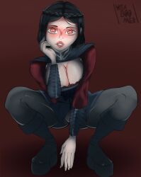 black_hair boob_window breasts corset leggings red_eyes serana skyrim the_elder_scrolls vampire vampire_girl