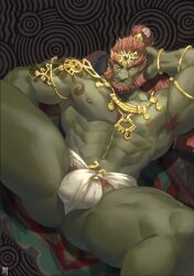 1boy 2023 armpit_hair ass athletic athletic_male bara bara_tits barazoku beard benoitxie biceps big_butt big_muscles bulge facial_hair flaccid ganondorf ganondorf_(tears_of_the_kingdom) gerudo green_skin hand_behind_head male male_only muscles muscular nintendo red_hair solo solo_male spread_legs tears_of_the_kingdom the_legend_of_zelda thick_body thick_thighs thighs toned toned_body toned_male tuft underwear zaddy