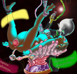 alien anal atorie_rinbou birth birthing bondage breast_squeeze brownie censored kissing machine nipple_pump nipples pregnant pussy questionable_consent restrained spread_legs suspension tentacles