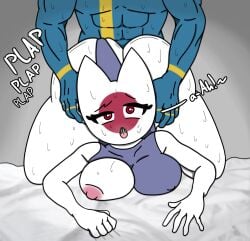 1boy1girl ahe_gao big_breasts cat_ears clothing countryhumans countryhumans_girl from_behind grabbing_hip head_down_ass_up huge_breasts japan_(countryhumans) leotard sweden_(countryhumans) text thick_thighs vaden white_body white_skin wide_hips