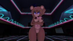 3d bear big_breasts black_nose blue_eyes breasts brown_body brown_hair brown_skin cally3d clazzey cryptiacurves fazclaire's_nightclub female female_only five_nights_at_freddy's fnaf freddy_(fnaf) fredina's_nightclub fredina_(cally3d) frenni_(cryptia) frenni_fazclaire looking_at_viewer neon_lights petru pussy rule_63 scottgames solo source_filmmaker thick_thighs