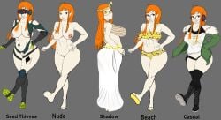 big_breasts cameltoe casual clothing human impossible_bodysuit impossible_clothes nude nude_female orange_hair outfit_variant pale_skin persona persona_5 phantom_thief_suit sakura_futaba shadow_persona thick_thighs wankofool