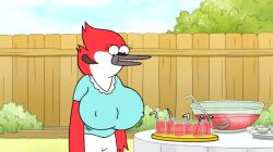 1female 1girls accurate_art_style anthro avian avian_humanoid big_breasts blouse breast_expansion breasts cartoon_network denise_smith expansion female_focus female_only ggedits glass_cup growth huge_breasts imminent_lactation imminent_orgasm ladle large_breasts looking_at_breasts looking_down mature_female milf motion_lines nipple_bulge nipples nipples_visible_through_clothing pokies poking_out punch_(drink) punch_bowl regular_show screencap screenshot screenshot_edit sole_female