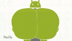2d android_(os) animated blank_expression bugdroid dot_eyes green_skin grey_penis holding_breast holding_breasts looking_at_viewer paizuri penis_between_breasts precum videogamedunky