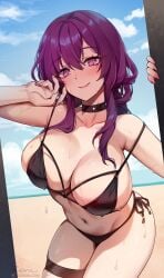 1girls bikini black_bikini breasts cleavage female foxy_rain_(foxyreine) foxyrain_(foxyreine) foxyreine hips honkai:_star_rail honkai_(series) huge_breasts kafka_(honkai:_star_rail) large_breasts light_skin long_hair thick_thighs thighs wide_hips