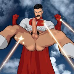 1boy 2023 3d ass balls bara barazoku big_balls big_penis clothing daddy daemoncollection facial_hair gay hard_on hi_res highres invincible invincible_(comics) invincible_(tv_series) male male_focus male_only male_pubic_hair manly moustache muscles muscular muscular_legs muscular_male muscular_thighs nolan_grayson nude omni-man penis solo solo_male spread_legs testicles tight_clothing vein veiny_penis