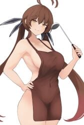 apron apron_only b6 brown_hair dat_ass girls'_frontline m14_(girls'_frontline) naked_apron twintails yellow_eyes