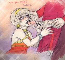 1boy 1girls after_fellatio black_lipstick blowjob blush dave_strider drool fellatio homestuck incest kink_mom kiss_mark lipstick_on_penis rose_lalonde smeared_lipstick tears