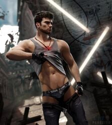 1boy 3d 3d_(artwork) alternate_version_available daemoncollection dante_(dmc:_devil_may_cry) dmc:_devil_may_cry dmc_devil_may_cry gay male male_only no_visible_genitalia pants solo solo_male underwear