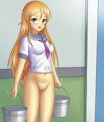 blonde_hair blue_eyes bottomless bucket female kirino_kosaka my_little_sister_can't_be_this_cute necktie pussy tagme twistedscarlett60