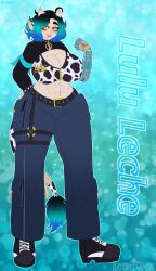 big_breasts breedingtoxic cow_ears cow_girl cow_print jeans strong_woman wide_hips