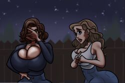 argument breadman_games breasts_bigger_than_head brown_hair cassie_mathers demon_deals huge_breasts leslie_gates sisters