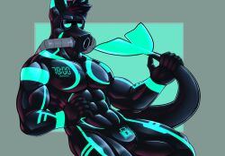 2022 adamlord anthro biceps bulge chastity_bulge chastity_device clothing digital_drawing_(artwork) digital_media_(artwork) drone fish glistening glistening_body hair lock_bulge lock_symbol male marine muscular null_bulge orgasm_denial rubber rubber_clothing rubber_suit shark simple_background solo timer_suit tube