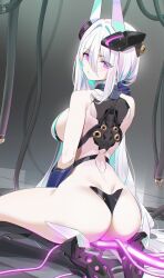 1girls ass ass_focus azur_lane bottom_heavy female female_only from_behind huge_ass kearsarge_(azur_lane) large_breasts looking_back purple_eyes rear_view sitting white_hair wires yang-do yd_(orange_maru)