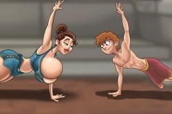 breadman_games brown_hair demon_deals huge_breasts huge_cock leslie_gates mother_and_son workout_clothes