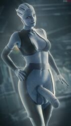 1futa 3d 3d_(artwork) abs alien alien_girl areolae armwear asari asari_futanari athletic_futanari big_balls big_penis black_lips black_lipstick black_nails blender blue_skin bra breasts cock dickgirl dominant erect_penis erection futa_only futadom futanari glans gloves goth grabbing half-closed_eyes half-erect high_resolution highres huge_cock humanoid humanoid_genitalia humanoid_penis hung_futanari latex latex_gloves latex_suit latex_thighhighs liara_t'soni lipstick mass_effect nail_polish partially_clothed penis penis_grab penis_out reddmug seductive seductive_look seductive_pose seductive_smile side_view smile smiling smirk solo solo_focus solo_futa standing thighhighs toned toned_belly toned_body toned_futa