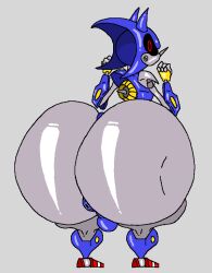 anthro anus anus_outline ass backsack balls big_butt black_sclera blue_body bulge clothed clothing eulipotyphlan genitals hedgehog looking_at_viewer looking_back looking_back_at_viewer machine male male_only mammal metal_sonic plamzdoom red_eyes robot sega silver_body solo sonic_(series) sonic_the_hedgehog_(series) standing thong thong_only topless underwear underwear_only