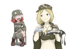 2girls arms_behind_back azov_chan blonde_female blonde_hair buhanochka-tan chair cross_necklace dildo eastern_european gagged grey_thighhighs imminent_rape imminent_sex lube marichka metal_dildo military_helmet multiple_girls national_personification preparation revenge revenge_sex russia russian russo-ukrainian_war simple_background sitting slavic strap-on tagme tape_gag thighhighs tied_to_chair ukraine ukrainian ukrainian_girl visor_helmet white_background yuri