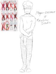 black_and_white male_only mayor_evermore_(spooky_month) naked naked_stockings sketch sketch_card socks socks_on socks_only spooky_month stockings toony_face trangen