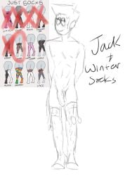 black_and_white jack_(spookymonth) male_only naked naked_stockings sketch sketch_card socks socks_on socks_only spooky_month stockings toony_face trangen