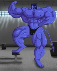 1boy abs biceps big_muscles blue_hair blue_skin huge_muscles imafrnin large_muscles male male_only marvel marvel_comics muscles muscular muscular_male nightcrawler pecs solo speedo x-men x-men_evolution yaoi