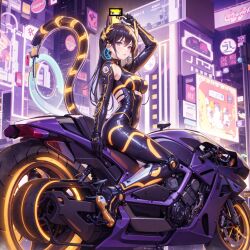 1girls ai_generated bike biker_girl duel_monster i:p_masquerena yu-gi-oh!